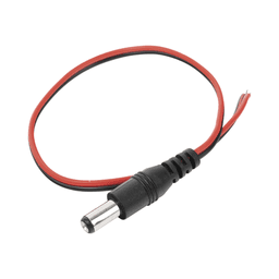 Cable con CONECTOR MACHO (Pigtail) / Alimentación para Vcc con Puntas Libres / POLARIZADO / Largo 22cm / CALIBRE 22AWG.