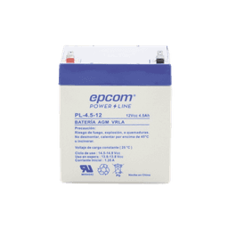Batería 12 Vcc / 4.5 Ah / UL / Tecnología AGM-VRLA / Para uso en equipo electrónico Alarmas de intrusión / Incendio/ Control de acceso / Video Vigilancia / Terminales F1.