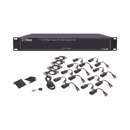 Kit de TRANSCEPTOR ACTIVO DE 16 Canales / VIDEO+PODER en un solo Cable UTP / 150m en 4K, 200m en 5 MP/ Envía 36 Vcc y recibe 12 Vcc / TODO INCLUIDO PARA RACK / Compatible con cámaras HD-TVI/CVI/AHD/CVBS / Instalación Limpia 