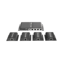 Kit Divisor y Extensor HDMI (Extender Splitter)  / Divide 1 Fuente HDMI a 4 Pantallas / Extiende la señal HDMI hasta 40 m / Resolución 1080P @ 60 Hz / Cat 6/6a/7 / Cero Latencia / Salida Loop en el Tx / IR / Alimente solo el Tx (PoC).