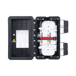 Caja de Distribución de Fibra Óptica, Hasta 96 Empalmes, Exterior IP65, Color Negro