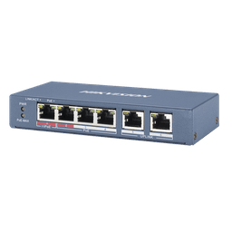 Switch PoE+ / No Administrable / 3 Puertos 10/100 Mbps 802.3 af/at (30 W) + 1 Puerto 100 Mbps Hi-PoE (60 W) / 2 Puertos 10/100 Mbps Uplink / 250 Metros PoE Larga Distancia / 60 W