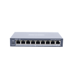 Switch Monitoreable PoE+ / 8 puertos 100 Mbps PoE+ / 1 puerto 1000 Mbps de Uplink / PoE hasta 300 Metros / Conexión Remota desde Hik-ParnerPro / 110 W