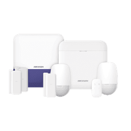 (AX PRO) KIT de Alarma AX PRO con GSM (3G/4G) / Incluye: 1 Hub con bateria de respaldo / 2 Sensores PIR / 3 Contactos Magnéticos mini / 1 Control Remoto / 1 Sirena Inalambrica Exterior  / WiFi / Compatible con Hik-Connect P2P