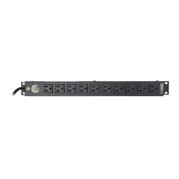 Tomacorriente Horizontal (PDU) de 10 Contactos (NEMA 5-15R) Rack 19" 1UR. Voltaje Entrada/Salida: 120Vca/15A