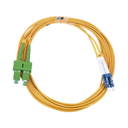 Jumper de Fibra Óptica Monomodo 9/125 LC/UPC-SC/APC, PVC, 2.0 mm, Dúplex, amarillo, 3 metros