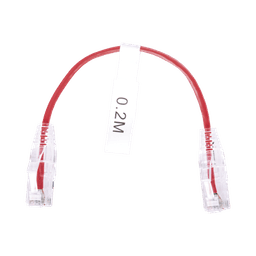 Cable de Parcheo Slim UTP Cat6 - 20 cm Rojo Diámetro Reducido (28 AWG)