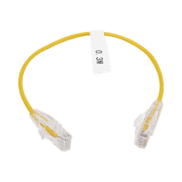 Cable de Parcheo Slim UTP Cat6 - 30 cm Amarillo Diámetro Reducido (28 AWG)