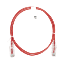 Cable de Parcheo Slim UTP Cat6 - 1 metro, Rojo, Diámetro Reducido (28 AWG)