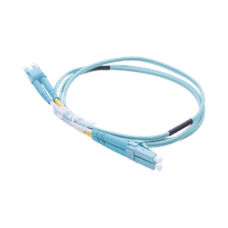 Jumper de Fibra Óptica Multimodo OM3 50/125 LC-LC OFNR (Riser), 2.0 mm, Dúplex, Aqua, 1 metro