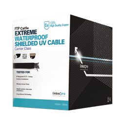 Bobina de cable de 305 m, Cat5e, color negro, sin blindar, para aplicaciones de video vigilancia, redes de datos. Uso en intemperie