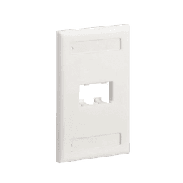 Placa de Pared Vertical Clásica, Salida Para 2 Puertos Mini-Com, Con Espacios Para Etiquetas, Color Blanco Mate