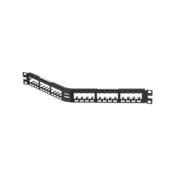 Panel de Parcheo Modular Mini-Com (Sin Conectores), Angulado, Totalmente Blindado, de 24 puertos, 1UR