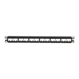 Panel de Parcheo Modular Mini-Com (Sin Conectores), Plano, Sin Blindaje, Con Etiqueta y Cubierta, de 24 puertos, 1UR