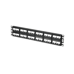 Panel de Parcheo Modular Mini-Com (Sin Conectores), Plano, Sin Blindaje, Con Etiqueta y Cubierta, de 48 puertos, 2UR