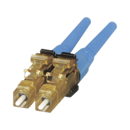 Conector de Fibra Óptica LC Duplex OptiCam, Monomodo 9/125 OS2, Pre-pulido, Color Azul