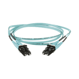 Jumper de Fibra Optica Multimodo 50/125 OM3, LC-LC Duplex, OFNR (Riser), Color Aqua, 1 Metro