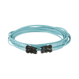 Jumper de Fibra Optica Multimodo 50/125 OM3, LC-LC Duplex, OFNR (Riser), Color Aqua, 3 Metros