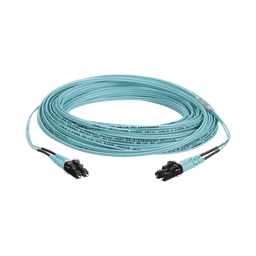 Jumper de Fibra Optica Multimodo 50/125 OM3, LC-LC Duplex, OFNR (Riser), Color Aqua, 15 Metros