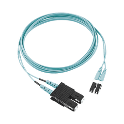 Jumper de Fibra Optica Multimodo 50/125 OM3, LC-SC Duplex, OFNR (Riser), Color Aqua, 2 Metros