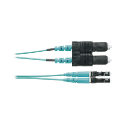 Jumper de Fibra Optica Multimodo 50/125 OM4, LC-SC Duplex, OFNR (Riser), Color Aqua, 2 Metros