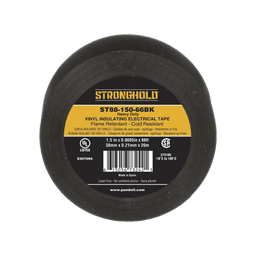 Cinta Eléctrica STRONGHOLD para Aislar, de PVC, Trabajo Pesado Eléctrico Industrial (Soporta UV, abrasión, agua, aceite y corrosión), Grosor de 0.21 mm (8.5 mil), Ancho de 38 mm, y 20 m de Largo, Uso Interior/Exterior, Color Ne