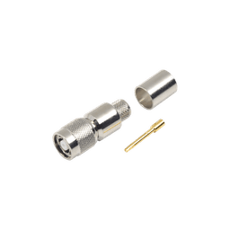 Conector TNC Macho Inverso, Anillo Plegable para ensamblar en cables RG-8/U, LMR-400, Niquel, Oro, Teflón