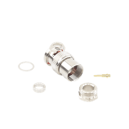 Conector BNC Macho de Rosca para Ensamblar en Cable RG-59/U, Níquel/ Oro/ Teflón.