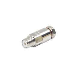 Conector UHF Hembra (SO-239) de Rosca para cable LDF4-50A, Bronce Blanco/ Plata/ Teflón.