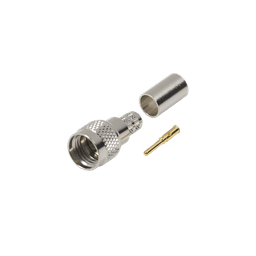 Conector Mini-UHF Macho, 50 Ohm de Anillo Plegable para  LMR-240, RG-8/X, 9258, Niquel/ Oro/ Delrin.