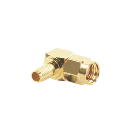 Conector SMA Macho Inverso en Ángulo Recto de Anillo Plegable para Cables RG-58/U, RG-142/U, Oro/ Oro/ Teflón.