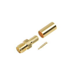 Conector SMA hembra inverso de anillo plegable para cable RG-58/U, Oro/ Oro Teflón.