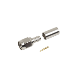 Conector SMA Macho de anillo plegable para cable RG-58/U, Niquel / Oro / Teflón.