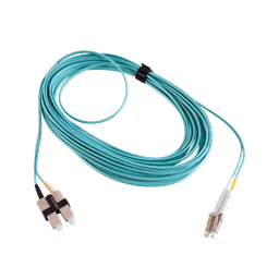 Jumper de Fibra Óptica Multimodo 50/125 XGLO OM3, LC-SC Duplex, OFNR, Color Aqua, 10 Metros