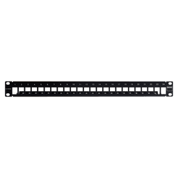 Patch Panel TERA-MAX Blindado de 24 Puertos, Modular (vacío), Plano, Color Negro, 1UR