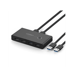 HUB para Compartir 4 Puertos USB 3.0 a 2 PC ́s / Cambio Mediante Botón / Incluye dos cables USB de 1.5 m /  ABS / Permite que 2 Usuarios Compartan 4 Dispositivos Periféricos USB3.0, como una impresora, un escáner, etc.