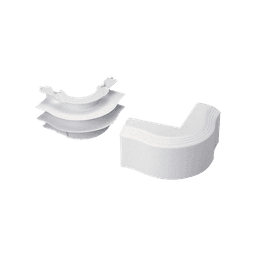 Esquinero exterior, para uso con canaleta T45, Material PVC Rígido, Color Blanco Mate