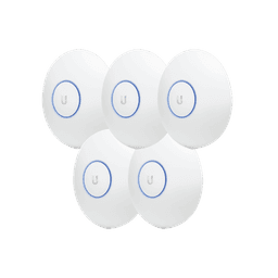 Paquete de 5 Access Point UniFi de largo alcance, Doble banda 802.11ac MIMO2X2 para interior, PoE 802.3af, soporta 250 clientes, hasta 867 Mbps, Los equipos no incluyen poe se sugiere comprar aparte el  modelo POE-24-12W-G 