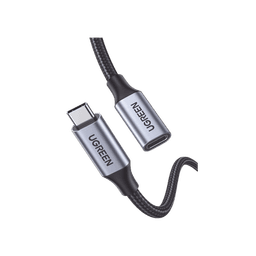 Cable USB-C Macho a USB-C Hembra | 1metro | USB-C 3.1 Gen 2 | Compatible con Thunderbolt 3 | Carcasa de Aluminio | Nylon Trenzado |  Transferencia de Datos 10 Gbps | Soporta hasta 100W para Carga Rápida.