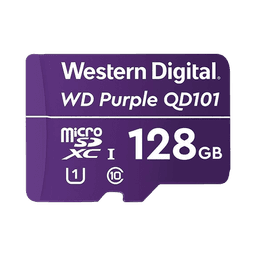 Memoria microSD de 128 GB PURPLE, Especializada Para Videovigilancia, 10 VECES MAYOR DURACIÓN, 3 AÑOS DE GARANTIA