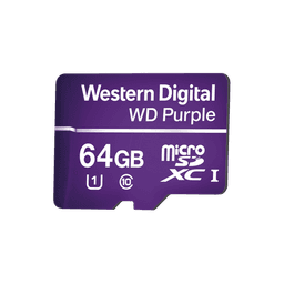 Memoria microSD de 64GB PURPLE, Especializada Para Videovigilancia, 10 VECES MAYOR DURACIÓN, 3 AÑOS DE GARANTIA