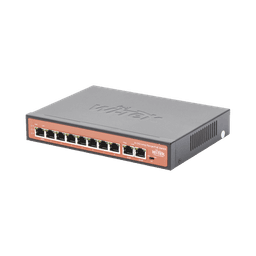 Switch PoE No administrable / PoE de Largo Alcance Hasta 250m / 8 Puertos PoE 10/100Mbps (Puerto 1 Hasta 60W, Puertos 2 al 8 Hasta 30W) + 2 Puertos Gigabit Uplink / Presupuesto 120 W / Plug and Play