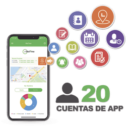 Licencia para realizar checadas de asistencia desde Smartphone (APP) con envío de fotografía y ubicación por GPS / Compatible con BIOTIMEPRO / Licencia para 20 usuarios